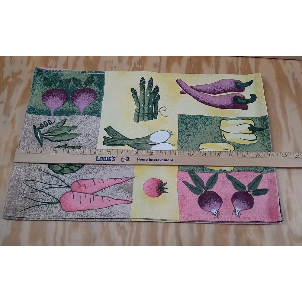 Lot Of 4 Vintage Hartstonz Placemats Vegetable Pattern Cloth Placemats‎ 1996